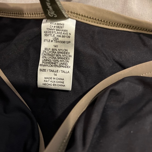 NWT Tommy Bahama One Piece Bandeau Shirred Waist Size 14 Swimsuit Black - Picture 3 of 4